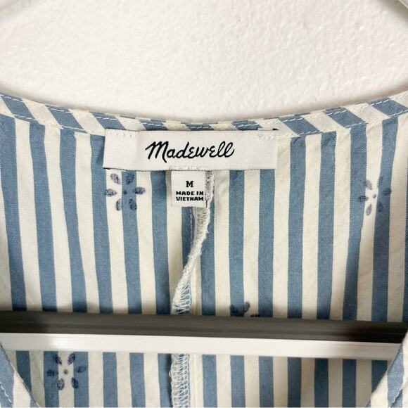 Madewell Short Mini Swing Dress Stripes Floral Tiered Babydoll Boho Medium - Picture 5 of 7